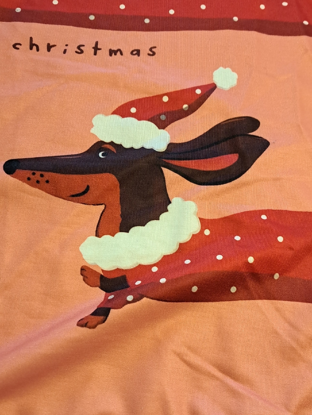 Holiday Dachshund Graphic Sweatshirt - Coral Pink L Ptp 23" - Picture 2 of 6